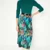 Discount Oasis Abstract Printed Plisse Midi Skirt Multi