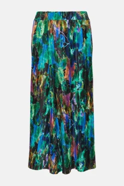 Discount Oasis Abstract Printed Plisse Midi Skirt Multi