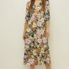 Clearance Oasis Acid Keyhole Midi Dress Floral