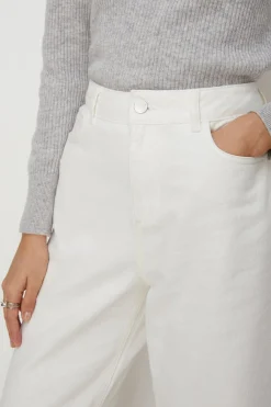 Discount Oasis Adeline Cropped Wide Leg Jean Ecru