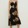 Outlet Oasis All Over Sequin Strappy Tie Back Midi Dress Black