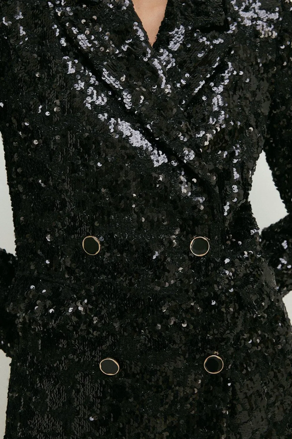 New Oasis All Over Sequin Tweed Blazer Black