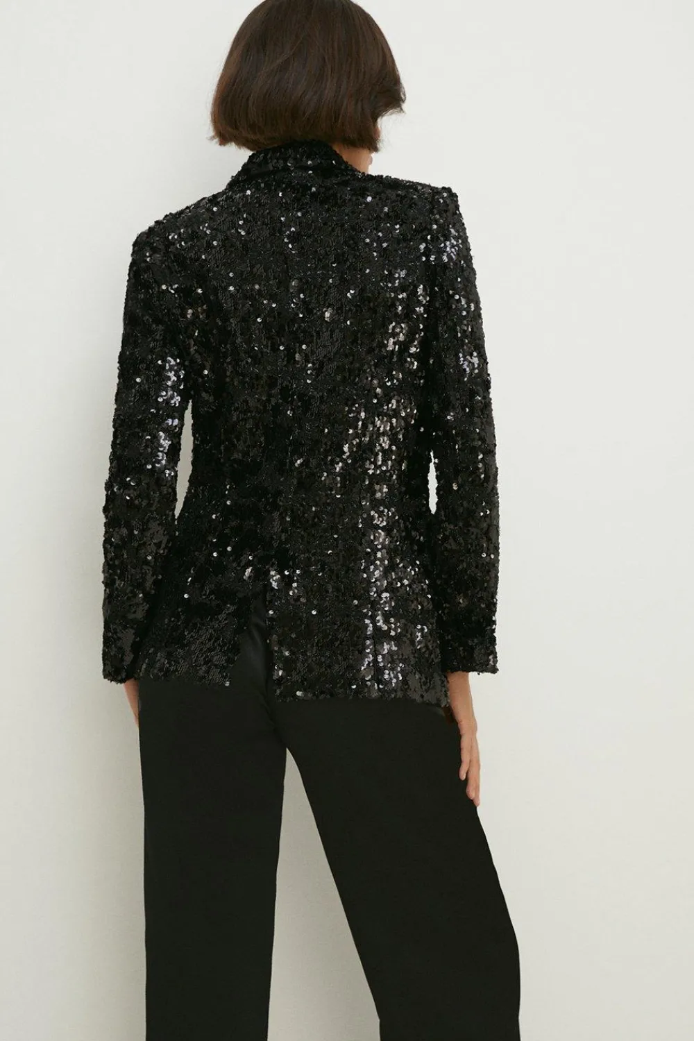 New Oasis All Over Sequin Tweed Blazer Black