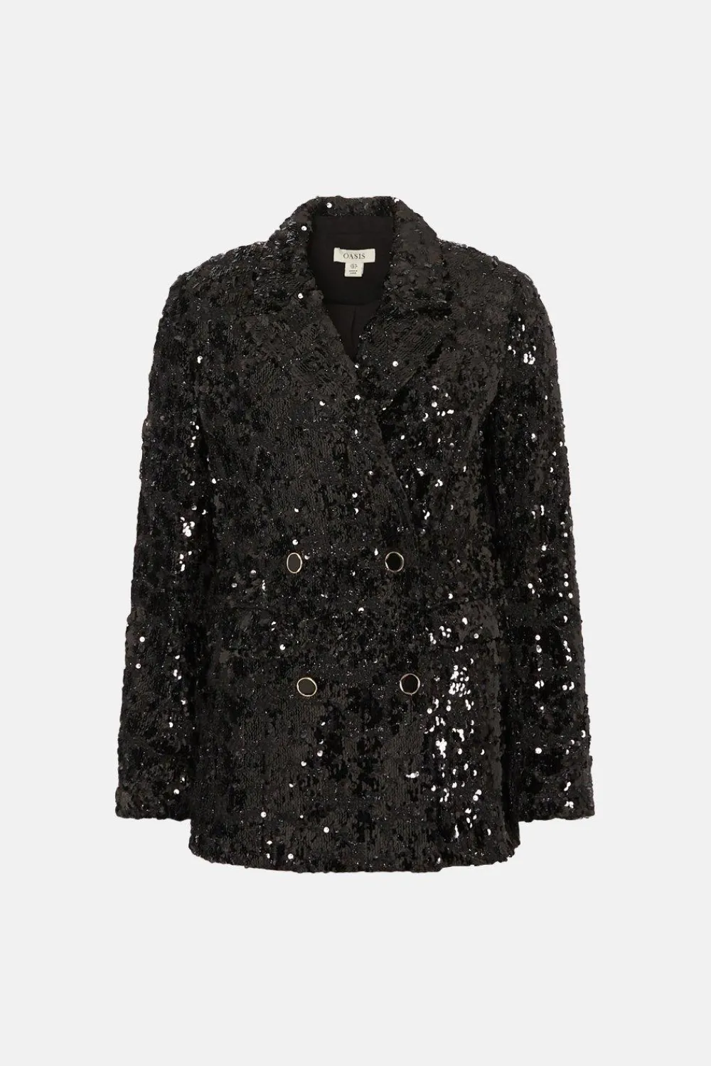 New Oasis All Over Sequin Tweed Blazer Black