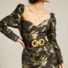 Discount Oasis And Gold Floral Jacquard Aline Dress Black