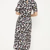 Discount Oasis Animal Angel Sleeve Crinkle Midi Dress Multi