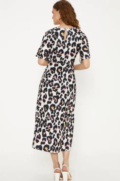 Discount Oasis Animal Angel Sleeve Crinkle Midi Dress Multi