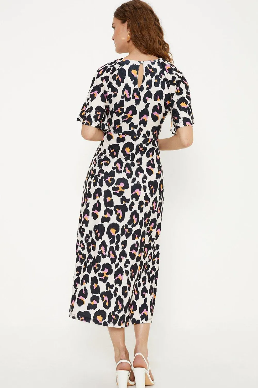 Discount Oasis Animal Angel Sleeve Crinkle Midi Dress Multi