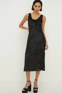 Sale Oasis Animal Devore Strappy Midi Dress Mono