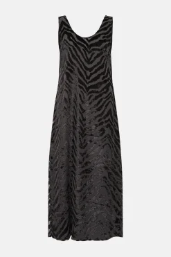 Sale Oasis Animal Devore Strappy Midi Dress Mono