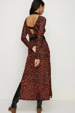 Online Oasis Animal Jacquard Open Back Midaxi Dress Multi