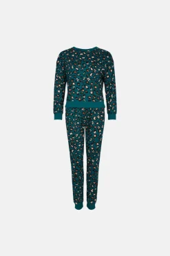 Online Oasis Animal Pop Soft Rib Long Sleeve Pj Set Blackwhite