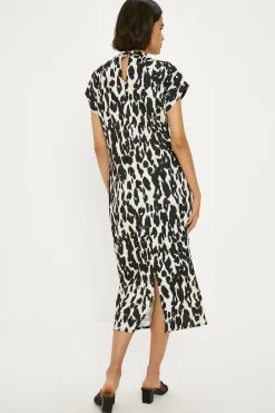 Online Oasis Animal Scuba Crepe Twist Neck Dress Mono
