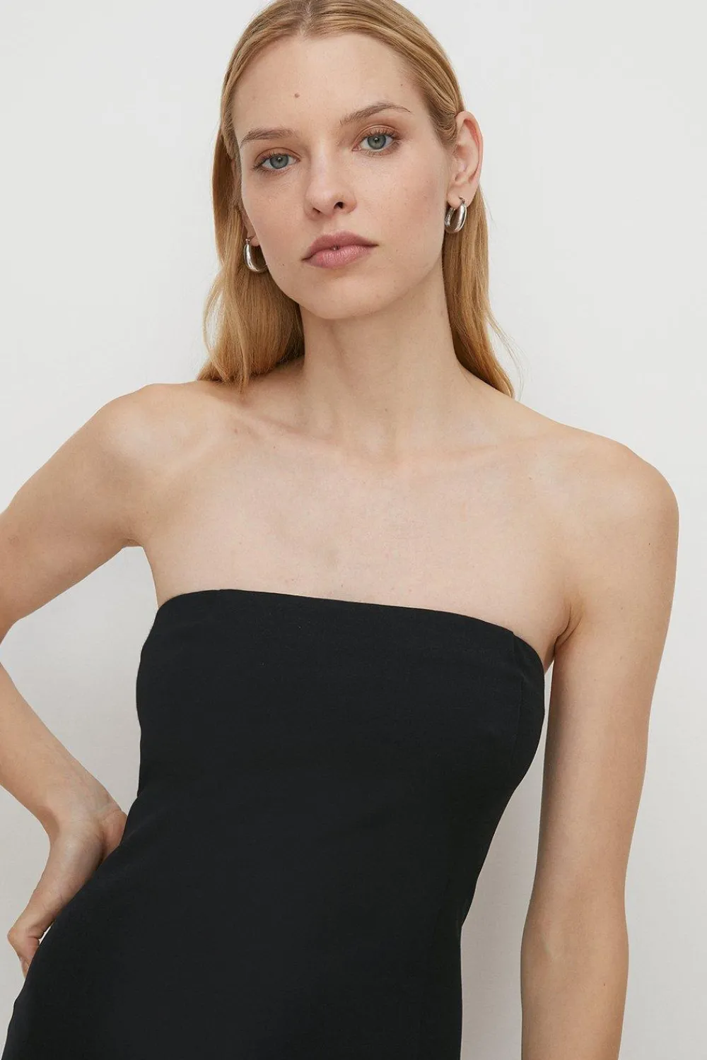 Discount Oasis Bandeau Woven Crepe Mini Dress Black