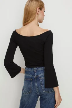 Outlet Oasis Bardot Flare Sleeve Top Black