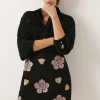 New Oasis Beaded Floral Heart Aline Skirt Black