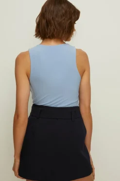 Hot Oasis Belted Split Detail Mini Skirt Navy