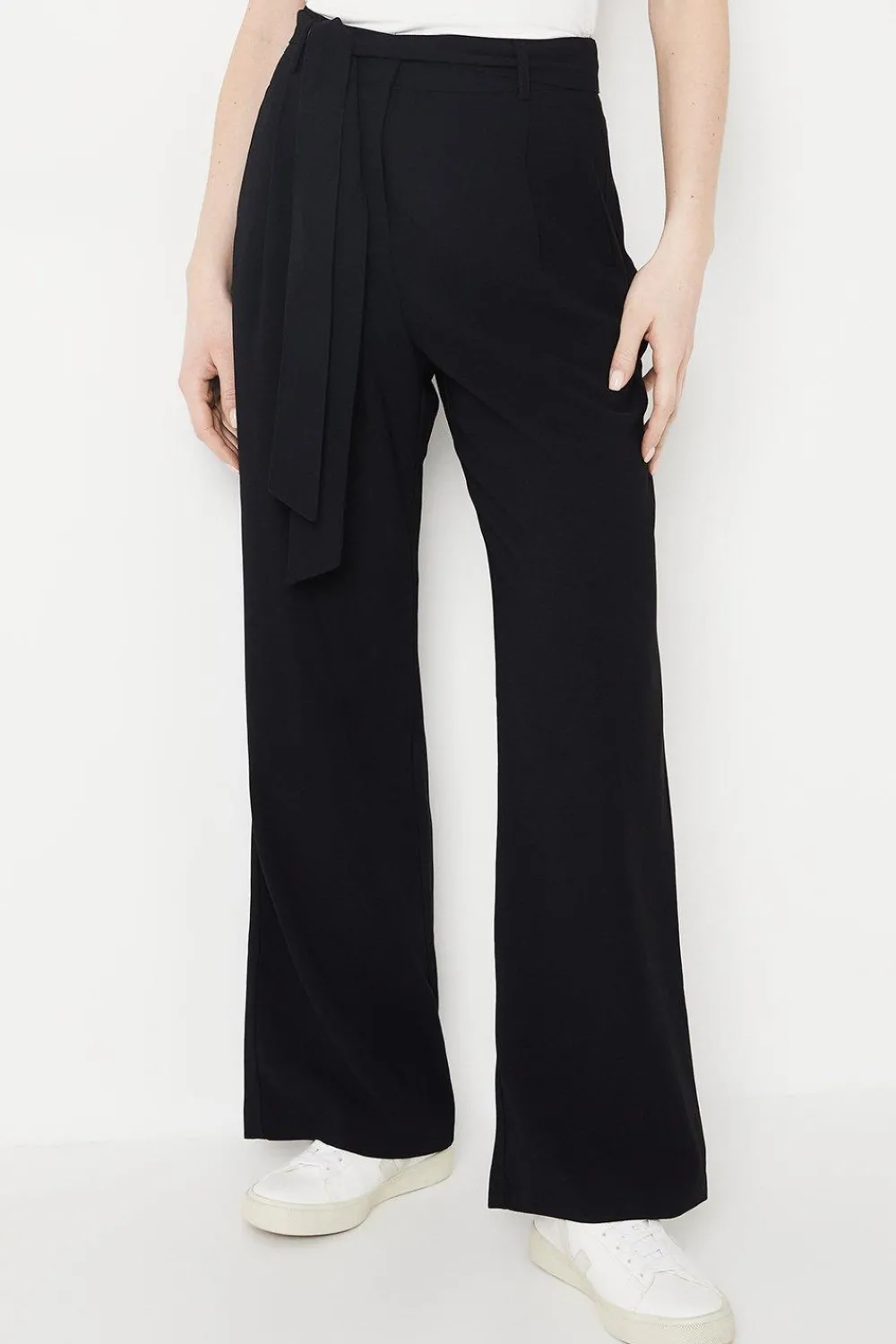 Fashion Oasis Belted Wide Leg Trouser Black