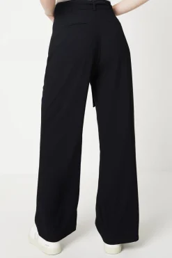 Fashion Oasis Belted Wide Leg Trouser Black