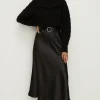 Outlet Oasis Bias Cut Satin Midi Skirt Green