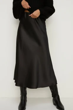 Outlet Oasis Bias Cut Satin Midi Skirt Green
