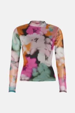 Best Oasis Blurred Floral Mesh Funnel Top Multi