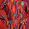 Outlet Oasis Blurred Print Plisse Belted Midi Dress Multi