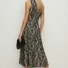 Sale Oasis Bonded Lace Cut Out Full Skirted Midi Dress Black