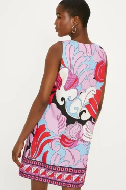 Discount Oasis Border Print Crepe Mini Dress Multi