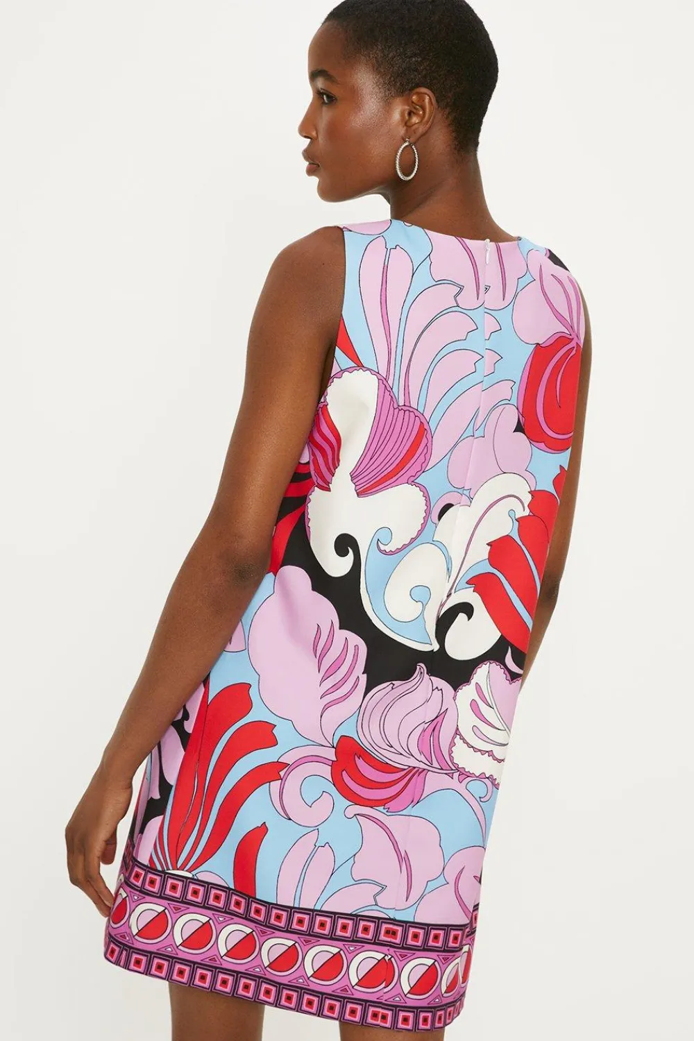 Discount Oasis Border Print Crepe Mini Dress Multi