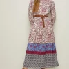 Discount Oasis Border Printed Tie Back Midi Dress Multi