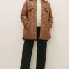 Discount Oasis Borg Collar Quilted Jacket Mocha