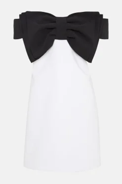 Fashion Oasis Bow Detail Bardot Mini Dress Mono