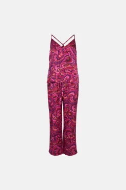 Best Oasis Bright Swirl Satin Cami Pj Set Hot Pink