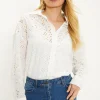Discount Oasis Broderie Button Through Shirt White