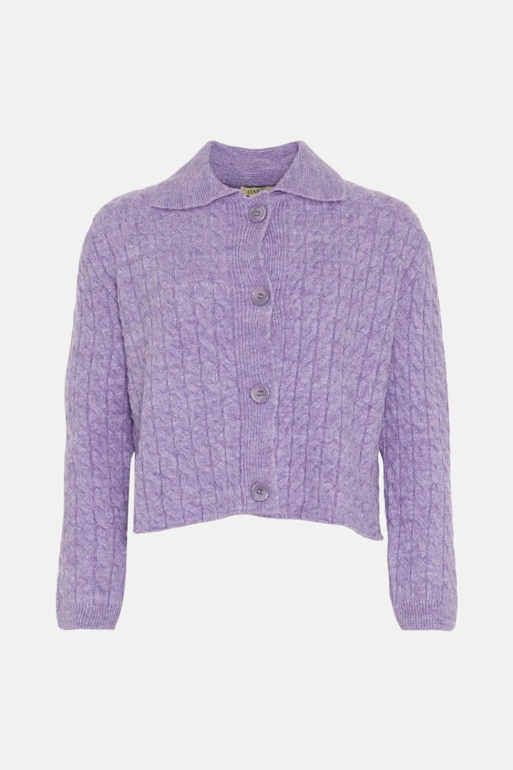 Hot Oasis Button Detail Cable Detail Crop Cardigan Pale Orange
