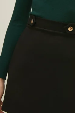 New Oasis Button Detail Ponte Skirt Cobalt