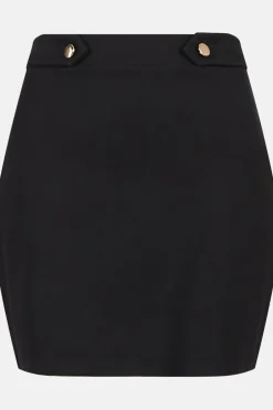 New Oasis Button Detail Ponte Skirt Cobalt
