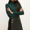 Best Oasis Button Front Leather Short Black