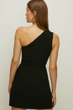 Clearance Oasis Button Through Crepe Mini Skirt Black