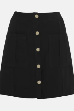 Clearance Oasis Button Through Crepe Mini Skirt Black