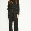 Clearance Oasis Button Through Tie Waist Tencel Jumspuit Black
