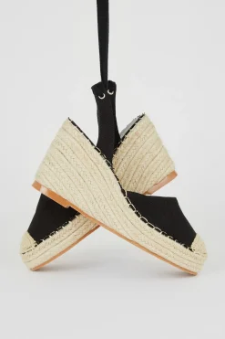 Online Oasis Canvas Espadrille Lace Up Wedge Black