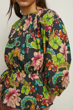 Online Oasis Carnival Paisley Printed Puff Sleeve Top Floral