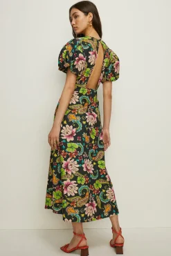 Discount Oasis Carnival Paisley Printed Puff Sleeve Dress Floral