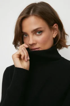 New Oasis Cashmere Roll Neck Jumper Black