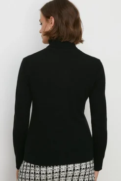 New Oasis Cashmere Roll Neck Jumper Black