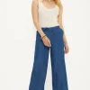 Best Oasis Chambray Drawstring Wide Leg Trouser Blue
