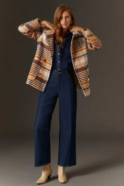 Hot Oasis Check Double Breasted Pea Coat Brown