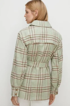 Hot Oasis Check Pocket Detail Overshirt Jacket Green